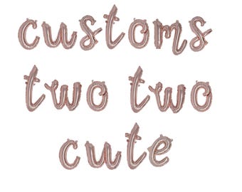 Two Two Cute Custom Banner Customs Two Two Cute Banner Two Cute Balloons 2nd Birthday Balloons Two Two Cute Cursive Balloons Tutu Theme 2nd