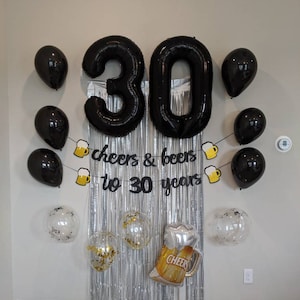 Cheers and Beers to 30 Years Party Decorations 30th Birthday Decor INCLUDES ALL decorations shown Birthday Decorations Birthday Balloons