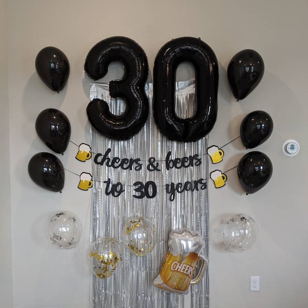 Cheers and Beers to 30 Years Party Decorations 30th Birthday Decor INCLUDES ALL decorations shown Birthday Decorations Birthday Balloons