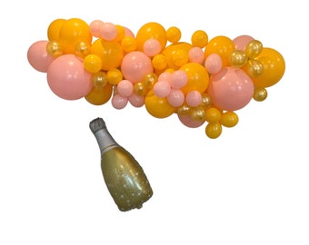 Champagne Theme Balloon Garland Champagne Theme Bachelorette Champagne Theme Birthday 8 ft Pink and Golden Balloon Garland Pink and Goldenro