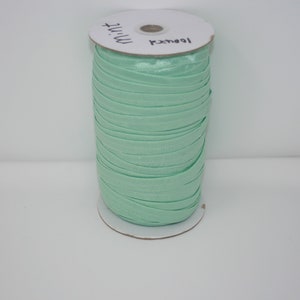 Mint 5/8&quot; Fold Over Elastic 100 Yard Spool, FOE elastic, headband elastic, hair tie elastic, mask elastic, elastic trim