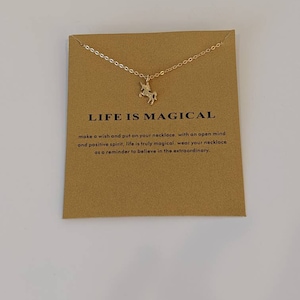 Gold Unicorn Wish Necklace Unicorn Party Favors Unicorn Birthday Party Favors Unicorn Bachelorette Party Favors Last Trot