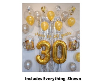 Cheers to 30 Years Balloon Party Pack 30 Birthday Decorations 30th Birthday Balloons Happy Birthday Decorations Set Dirty Thirty Beer