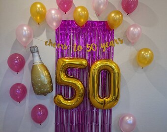 Cheers to 50 Years Birthday Decoration Set Champagne Balloon 50th Birthday Balloons Jumbo 50 40th Birthday Decorations 40" Gold 50