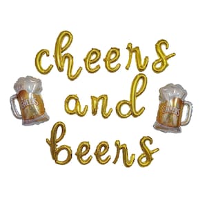 Cheers and Beers Cursive Balloon Garland Birthday Balloons Cursive Cheers Beer Balloon