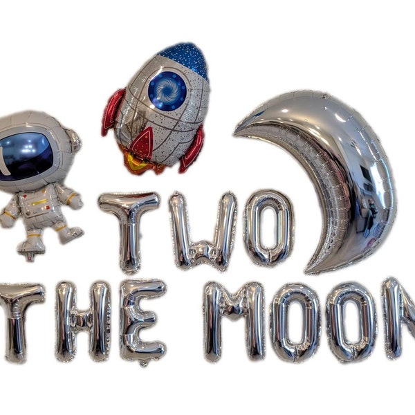 13 Piece Two The Moon Balloon Set Second Birthday Party Decorations Astronaut Balloon Spaceship Balloon Moon Balloon Outer Space Balloons