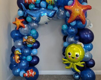 16 Foot Under The Sea Balloon Garland Kit Baby Shark Sea Animal Balloons Fish Balloon Garland Shark Balloons Ocean Balloon Garland Octopus
