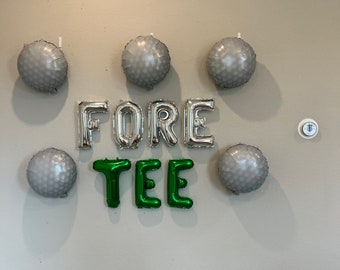 Fore Tee Banner Fore Balloon Banner Golf Theme Birthday Golf Balloon Lets Par Tee Lets Partee Time Gold Theme Birhtday 40th Birthday
