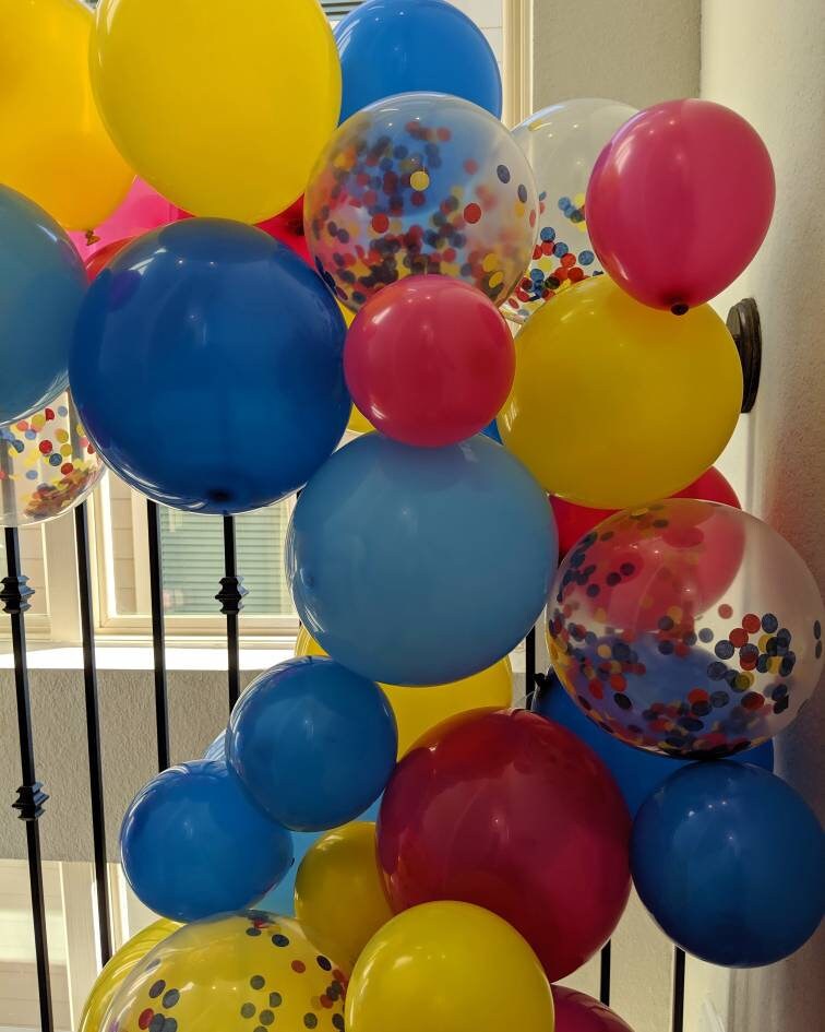 15 Foot Circus Balloon Garland Red Yellow Blue and Confetti Etsy