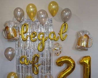 Legal AF Decorations 21st Birthday Balloons Happy Birthday Beer Balloons Birthday Balloons Includes all pictured balloons Cheers to beers
