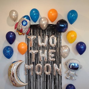 Two The Moon Balloon Set Second Birthday Party Decorations Astronaut Balloon Spaceship Balloon 2nd Birthday Space Balloons Includes All Show