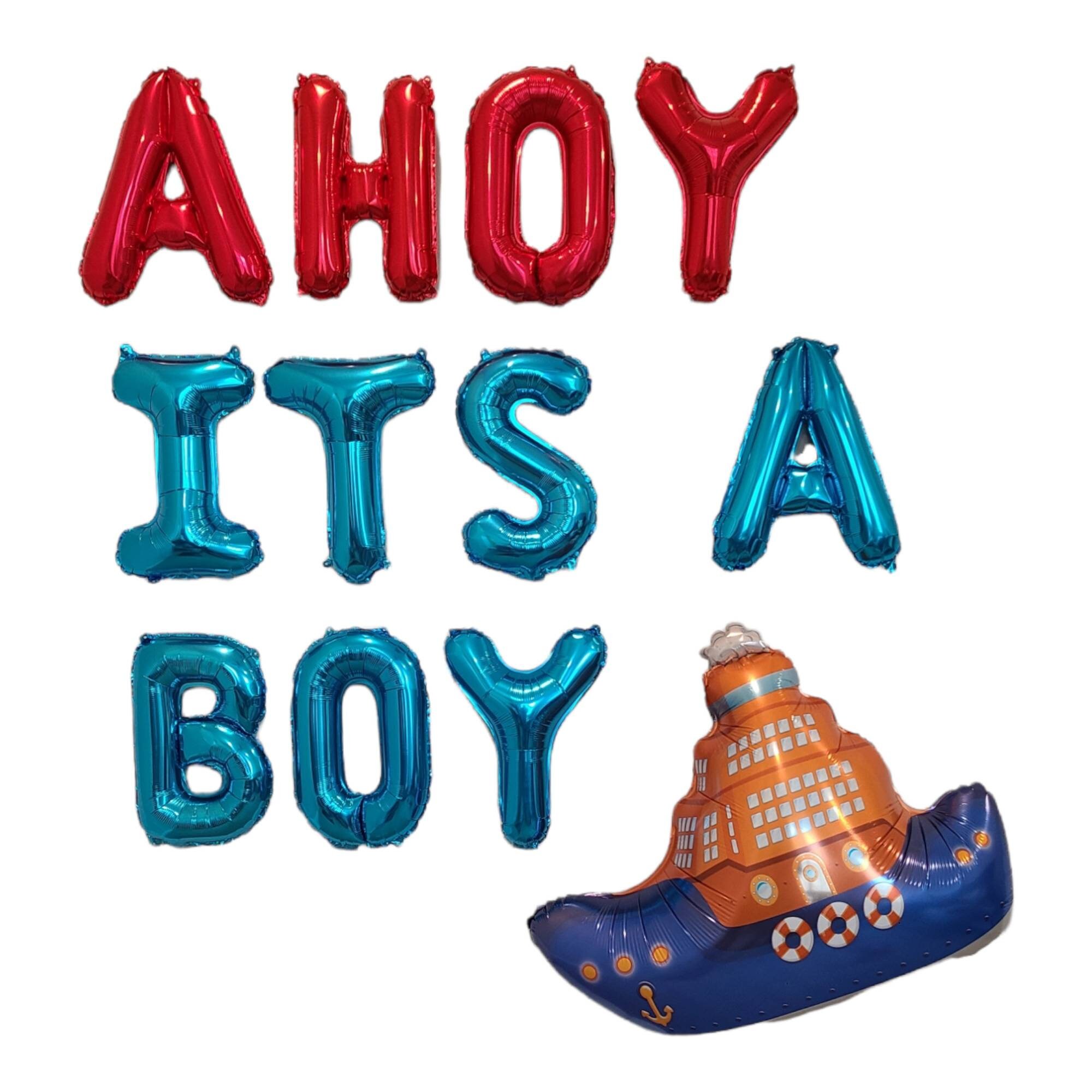 Ahoy Its a Boy Balloon Banner Ahoy Balloons Ship Theme Baby Shower Decorations Baby Shower Balloons Sailing Theme Baby Shower