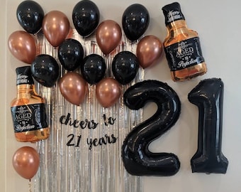 Cheers to 21 Years Party Decoration Set Whiskey Balloons Legal AF 21st Birthday Balloons Jumbo 21 Finally 21 Cheers and Beers Giant 21