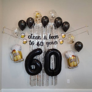 Cheers and Beers to 60 Years Party Pack 60th Birthday Balloons 60th Birthday Decorations Cheers to 60 Years Jumbo 60 Balloons Happy Birthday