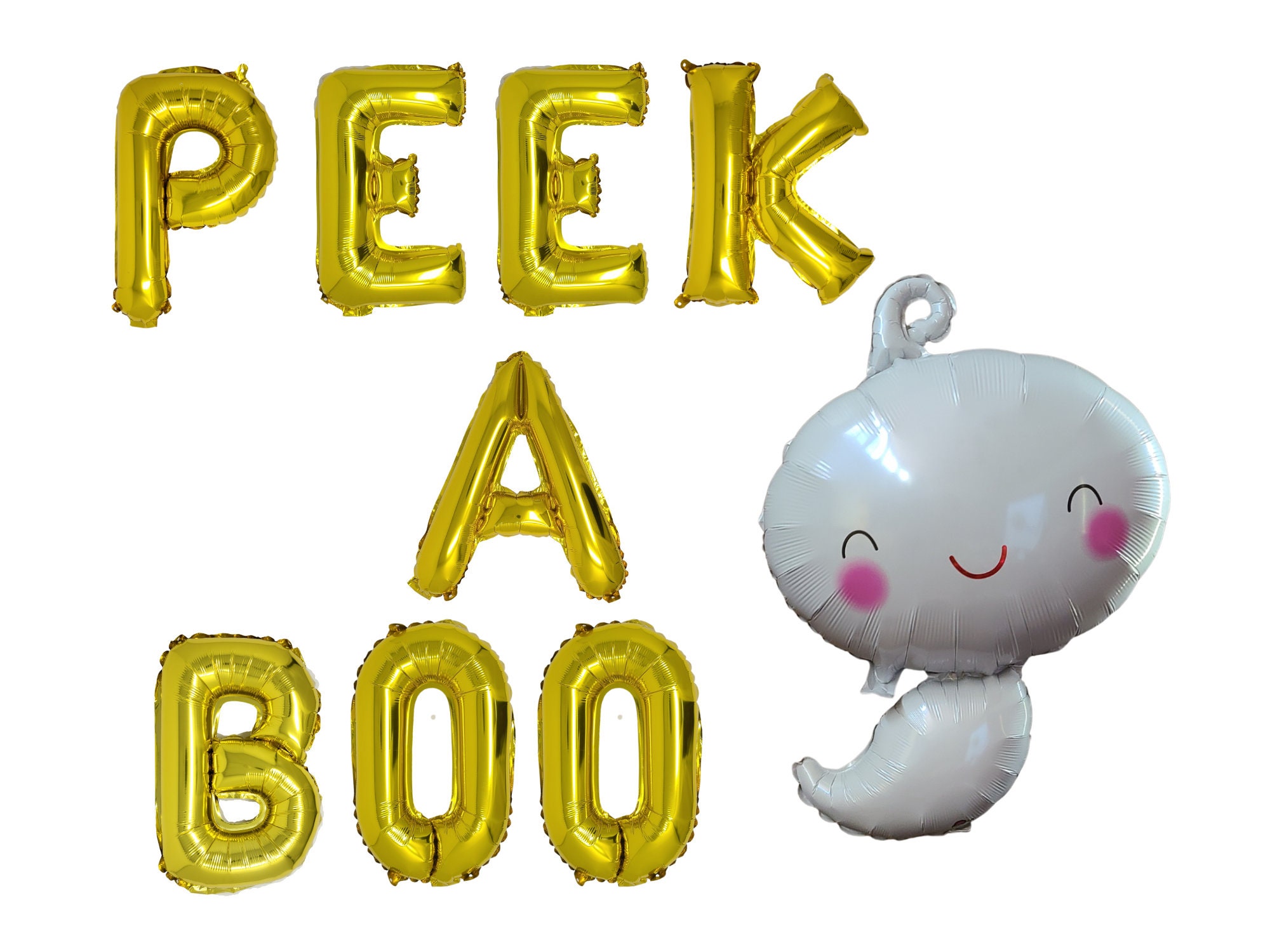 Peek A Boo Balloon Banner with Ghost Balloon Halloween Balloons Halloween Gender Reveal Halloween Baby Birthday Includes