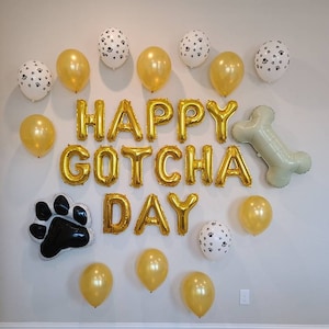 Happy Gotcha Day Balloon Decoration Set Pet Adoption Balloons Dog Birthday Balloons Pet Adoption Party Pet Bone Balloon Paw Print Balloon