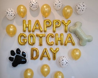 Happy Gotcha Day Balloon Decoration Set Pet Adoption Balloons Dog Birthday Balloons Pet Adoption Party Pet Bone Balloon Paw Print Balloon