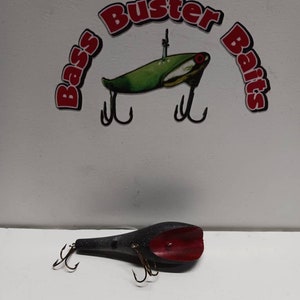 VINTAGE ANTIQUE UNKNOWN WOOD FISHING LURE POPPER, 2.5, Red & White