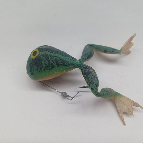 Vintage rubber frog fishing lure from 1960s 1970s