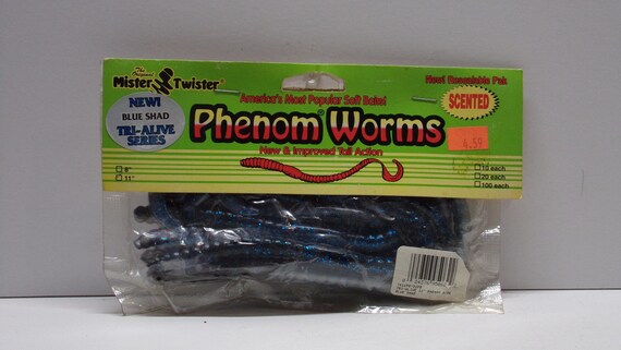 Vintage Mister Twister Phenom Rubber Worms 8 Pack of 11worms From 1980s. 