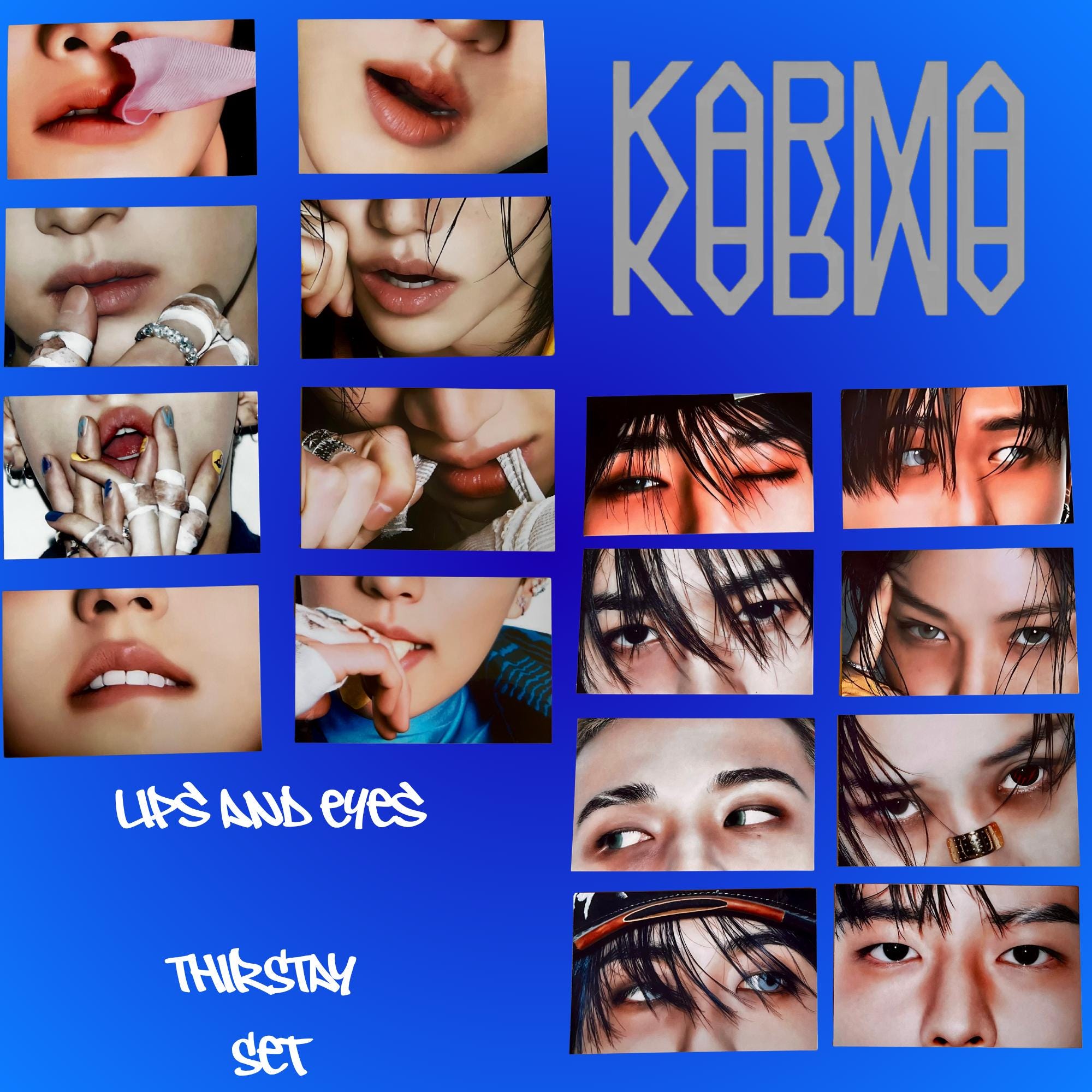 Thirstay for Karma Lips/eyes Set 8 Cards Stray Kids - Etsy