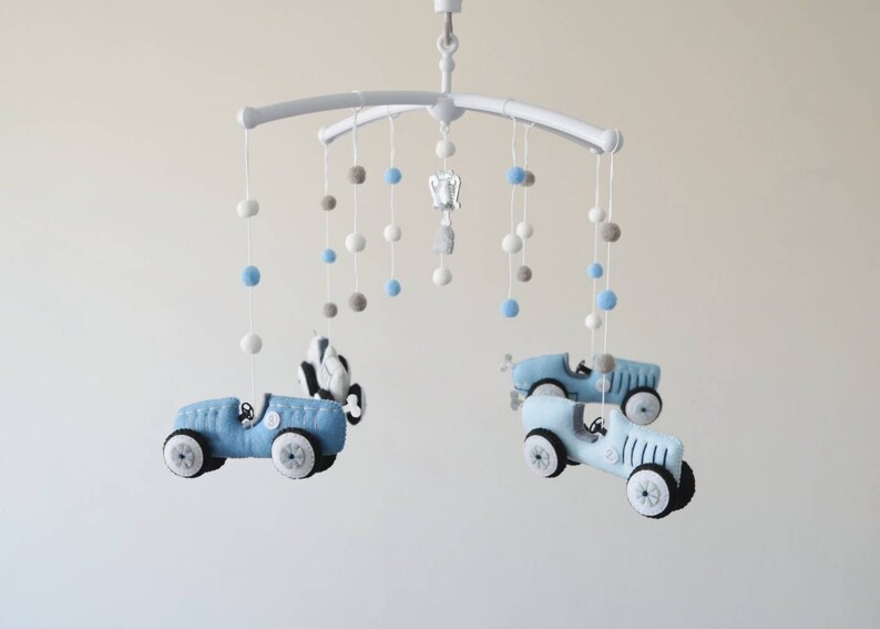 Baby boy mobile nursery mobile retro race cars hanging Etsy