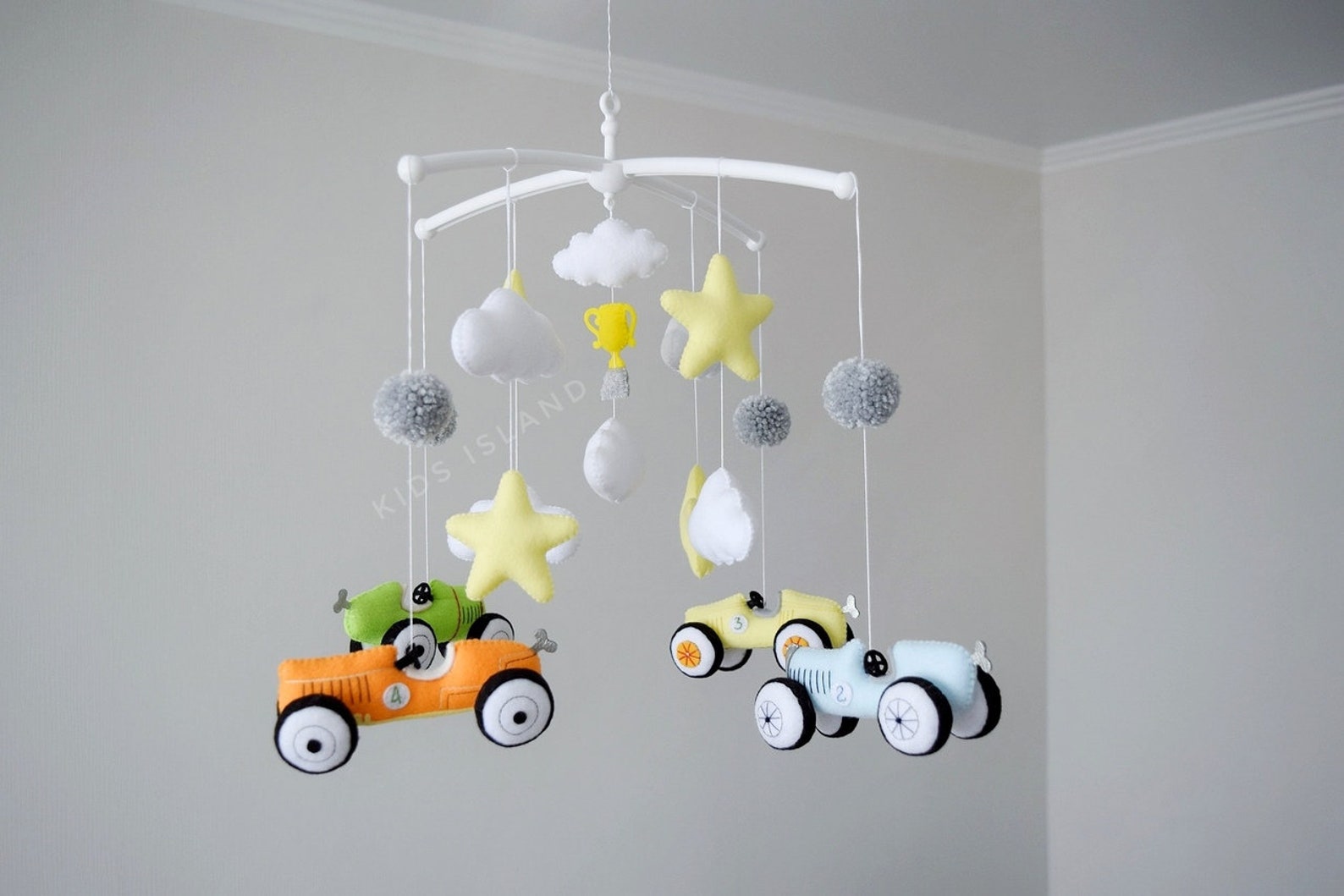 Baby boy mobile nursery mobile retro race cars hanging Etsy