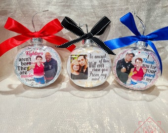 Floating Ornaments with Custom Photo and Quote, Name Christmas Baubles, Custom Family Ornaments, Personalized Name Baubles, 2024 Ornament