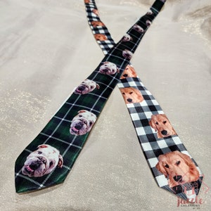 Custom Photo Neck Tie, Personalized Face Photo Tie, Plaid Photo Face Neckties, Dad Necktie, Neckties For Men, Gift for Dad, Anniversary Gift