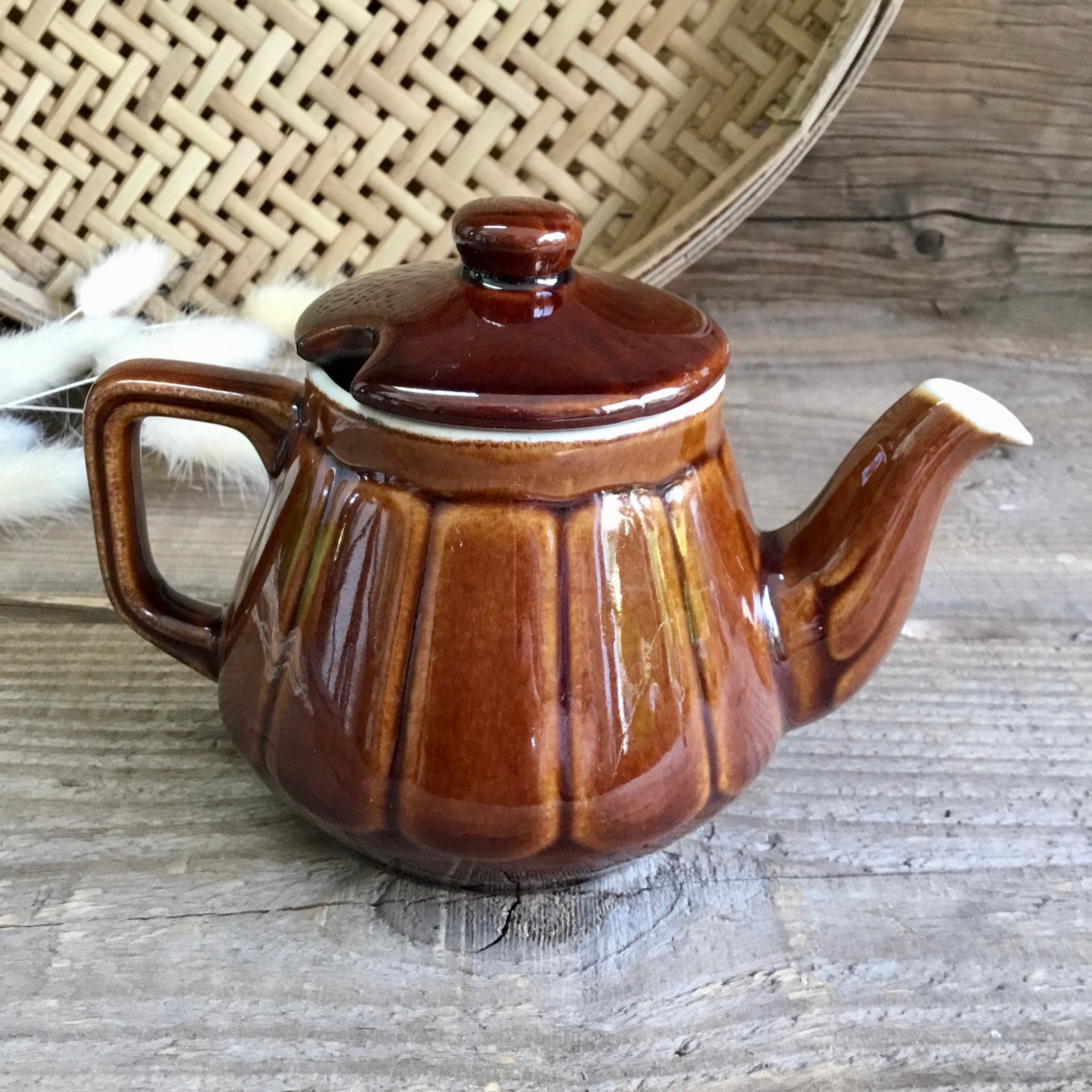 Petite Théière en Céramique Vintage Marron