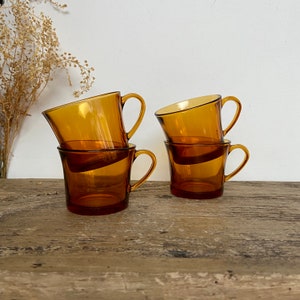Lot De 12 Tasses Duralex Ambres - Modèle Années 60/70, Couleur Marron - Occasion, Verre Résistant