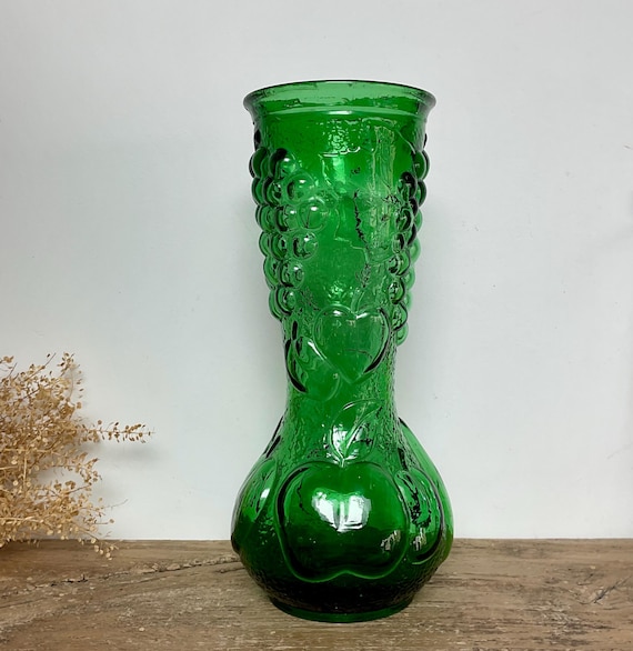 Vintage Italien grüne Glasvase 
