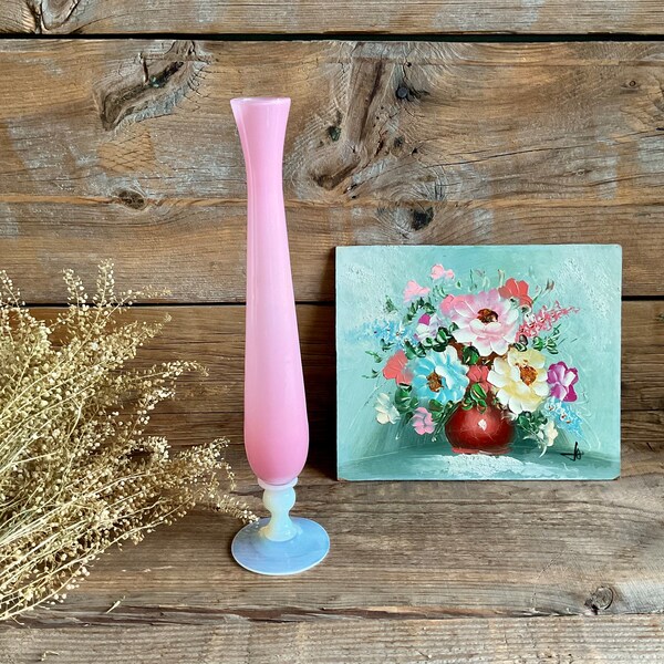 Vase vintage en opaline rose