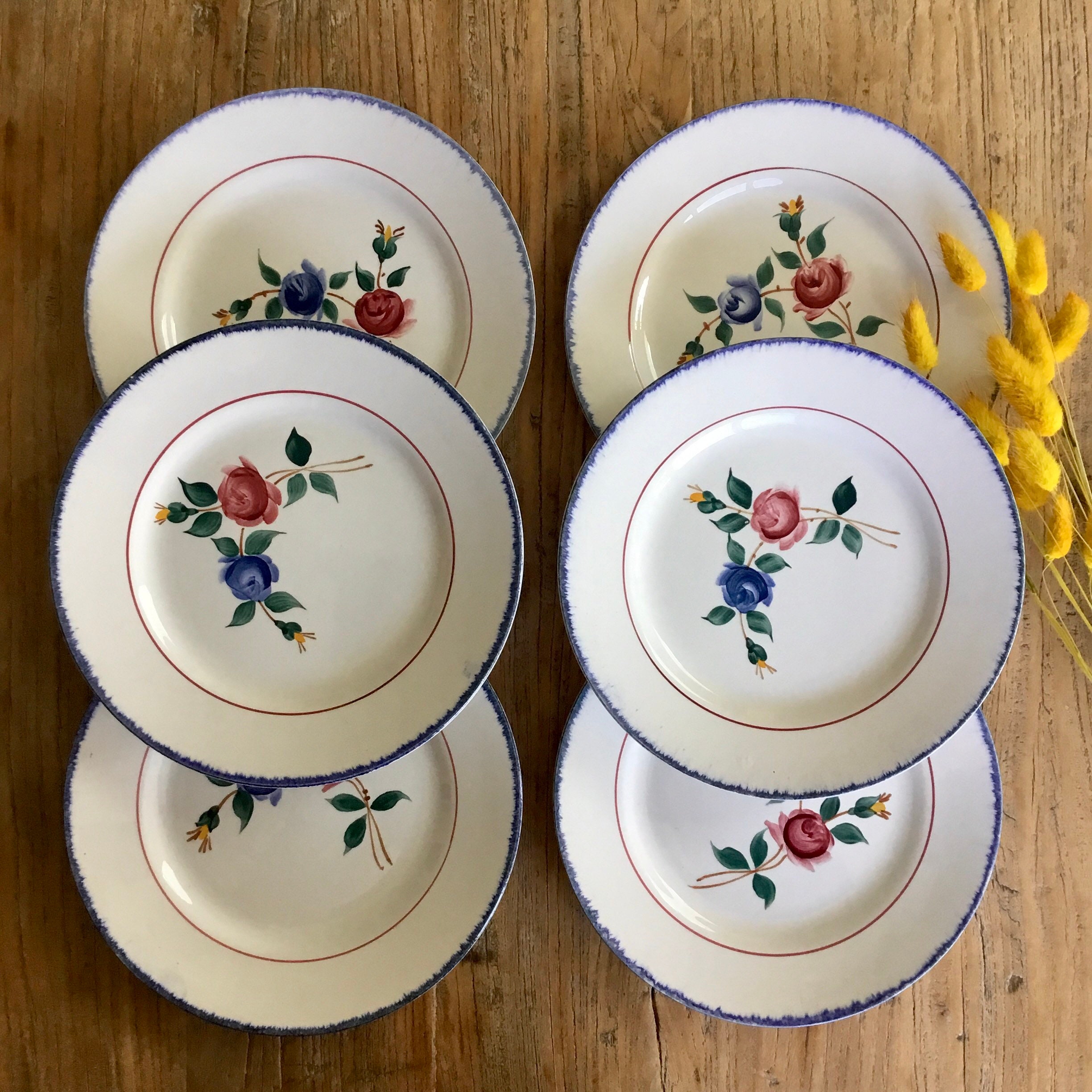 Lot de 6 Assiettes à Dessert Vintage St Amand