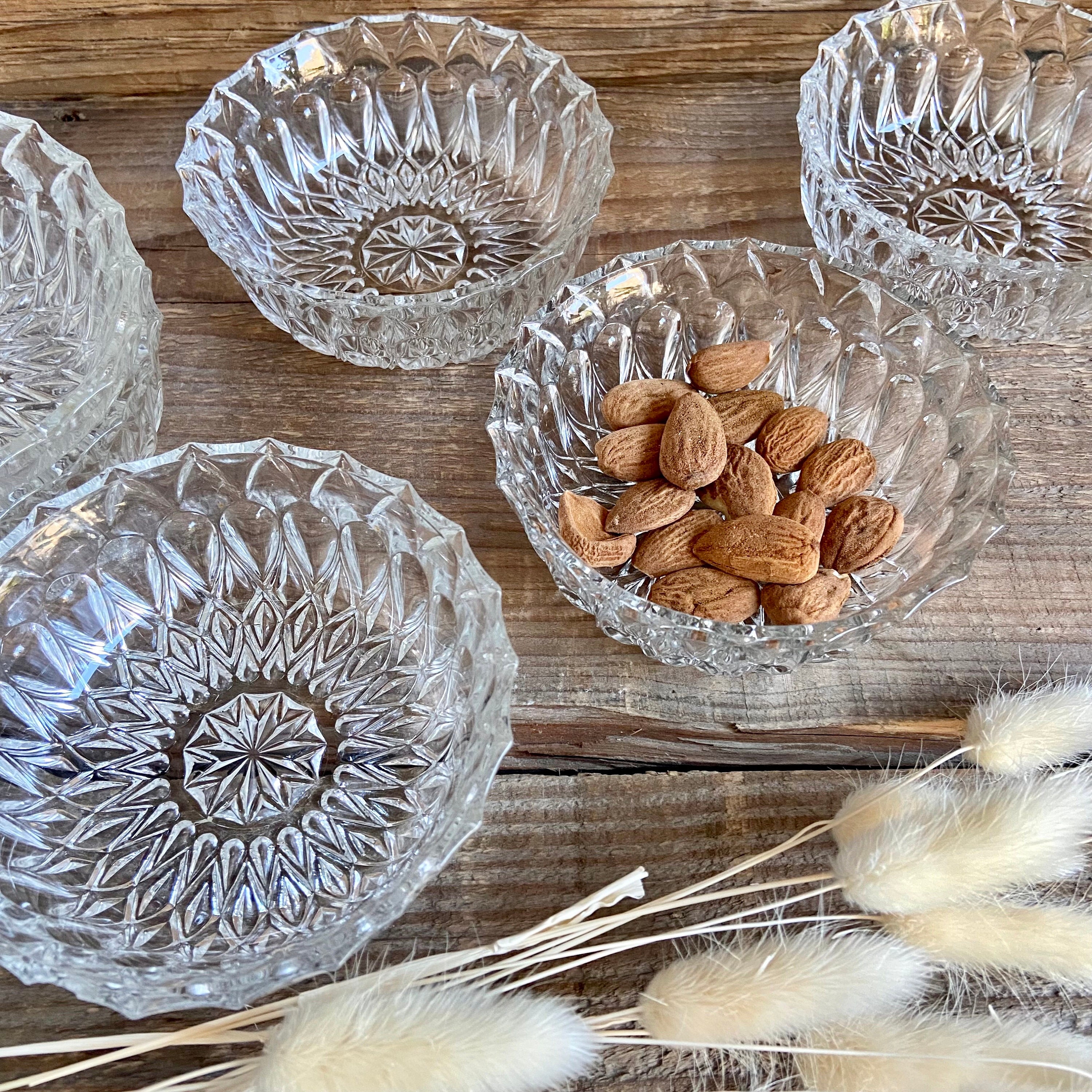 6 Coupelles en Verre Ciselé Vintage