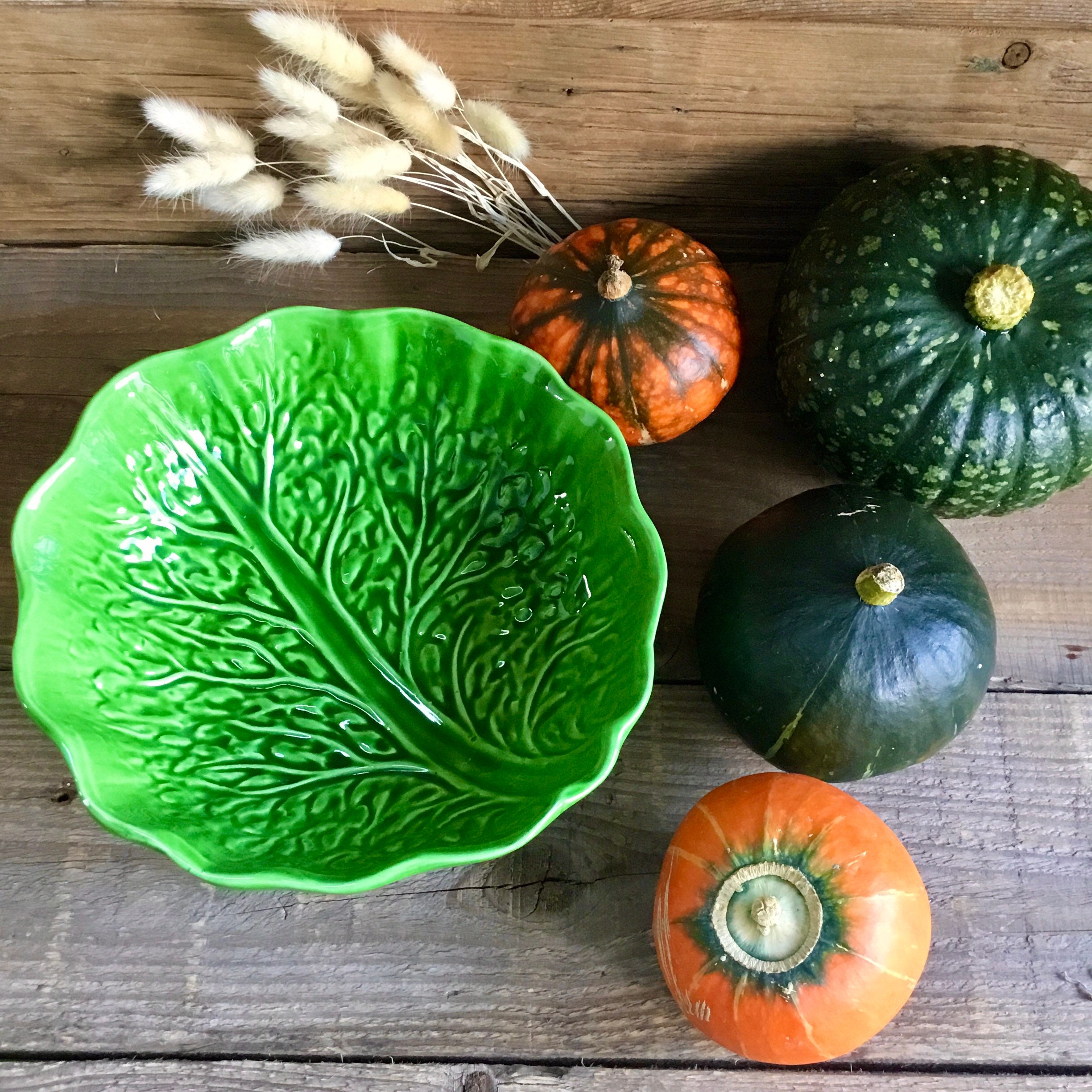 Plat Feuille de Choux en Barbotine Vintage