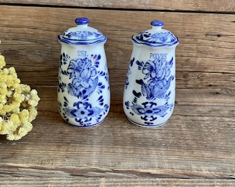 Twee vintage blauwe Delftsblauwe potten