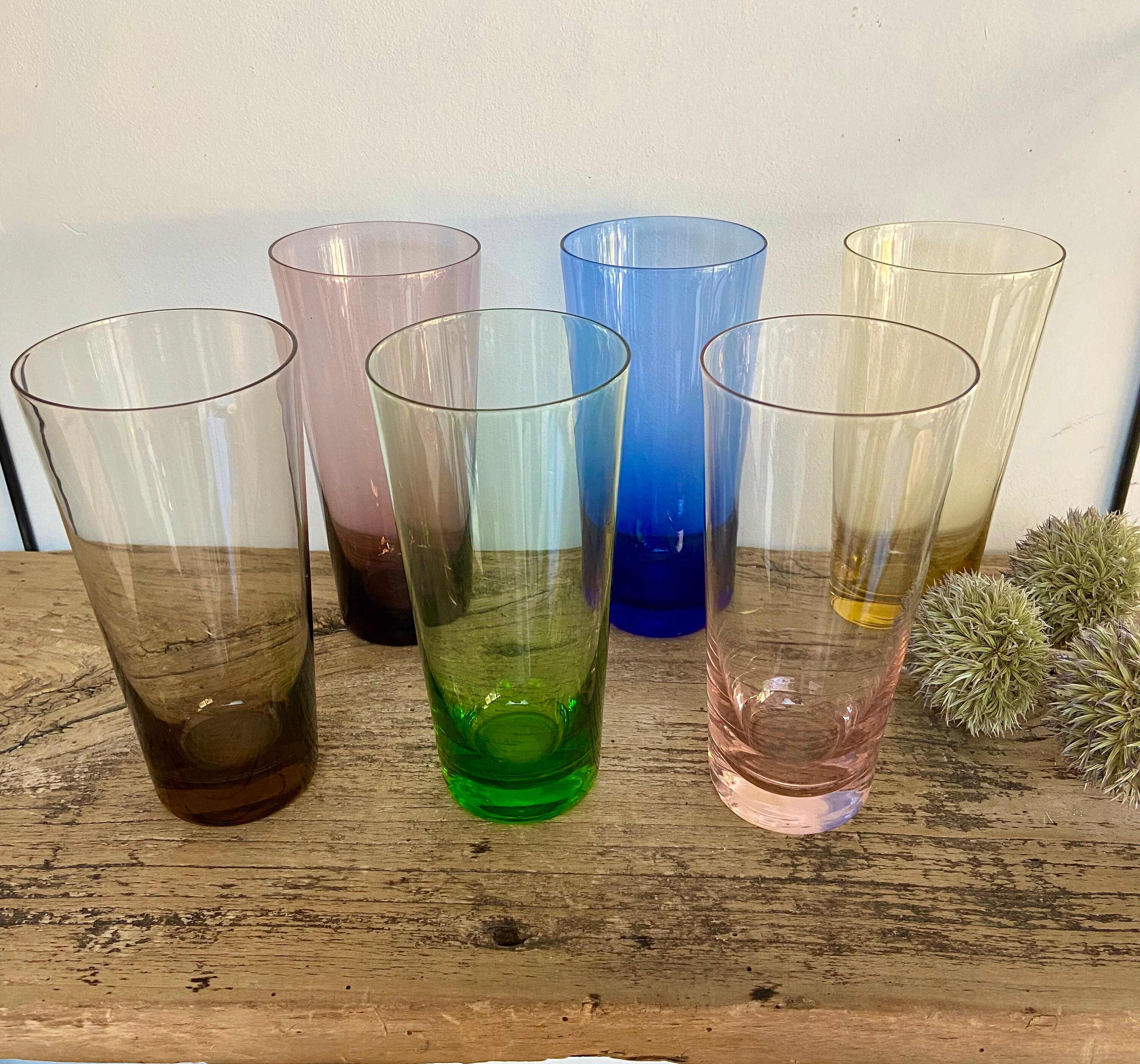 6 Verres Colorés Vintage