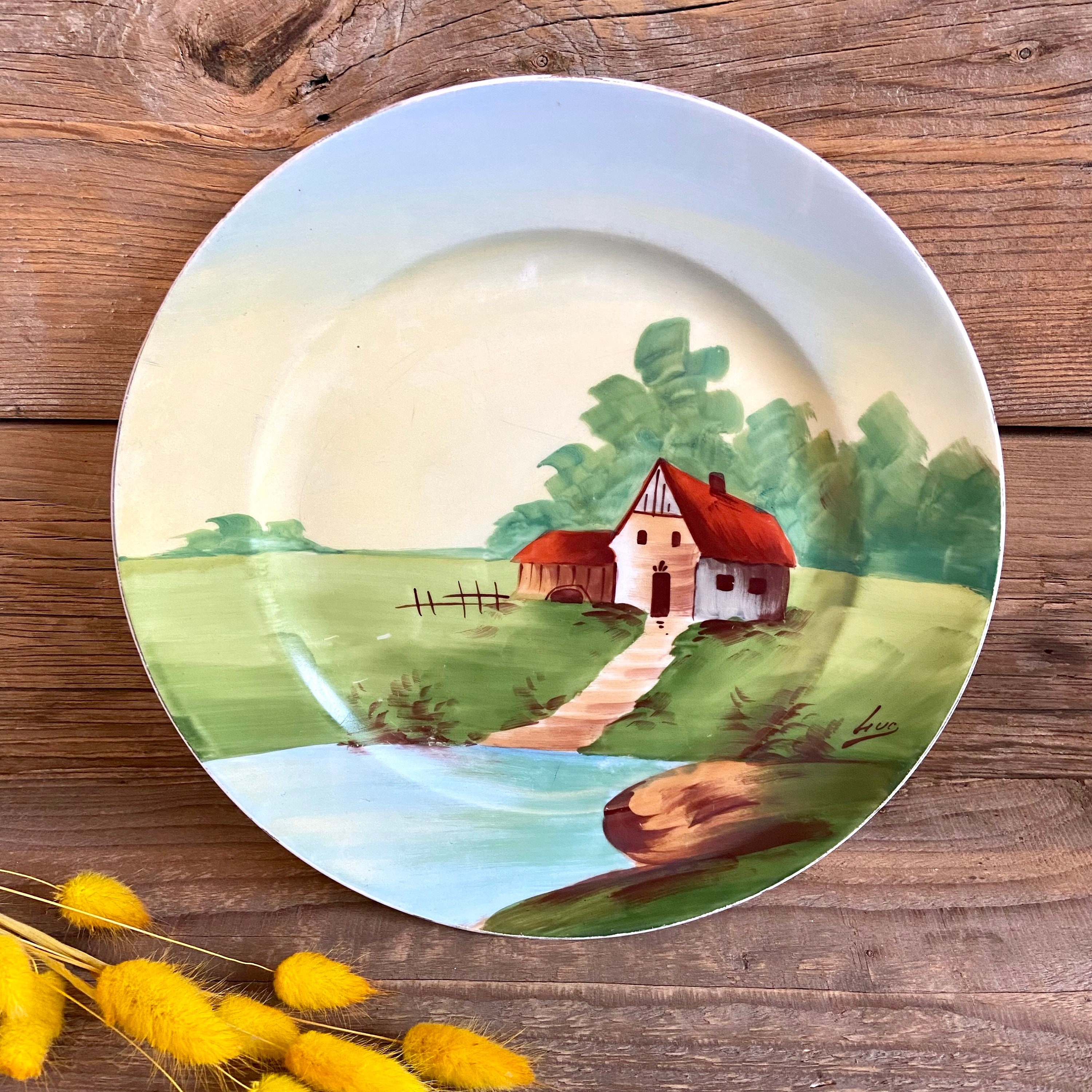 Assiette Limoges France Peinte à La Main Vintage