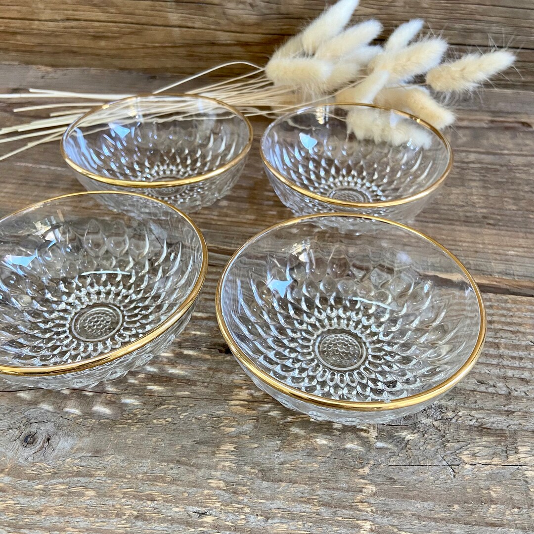 4 Golden Glass Cups Etsy