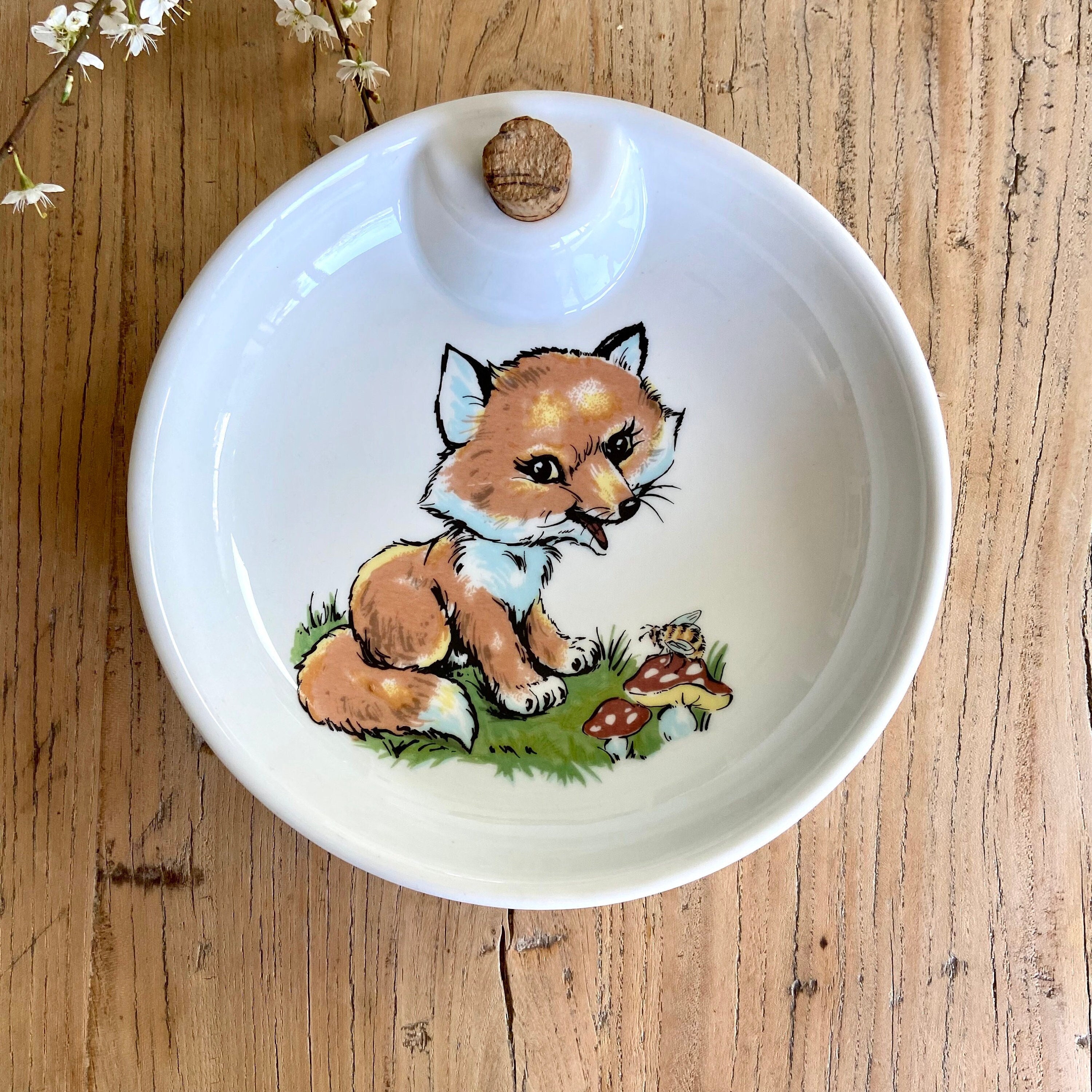 Assiette Chauffante Vintage en Porcelaine Pour Bébé