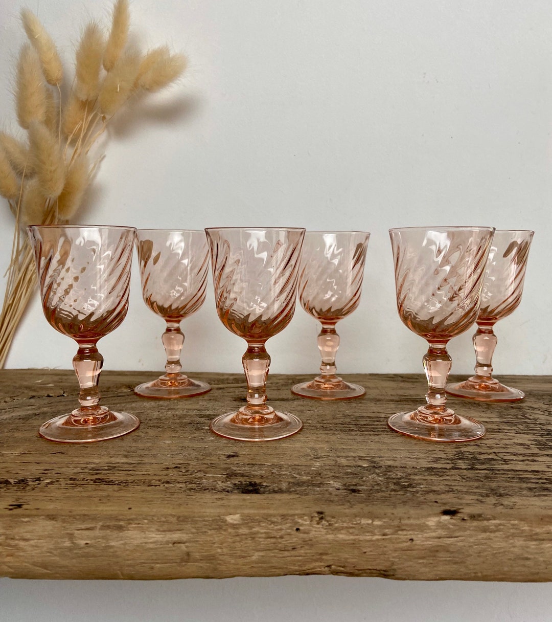 Lot Verres à Liqueur Et Coupelles Rosaline – Années 50 – Rose Vintage