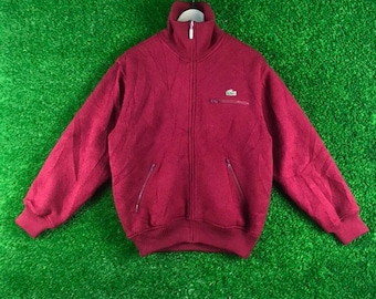 Rare! Vintage Lacoste Small Logo Wool Red Jackets Like New