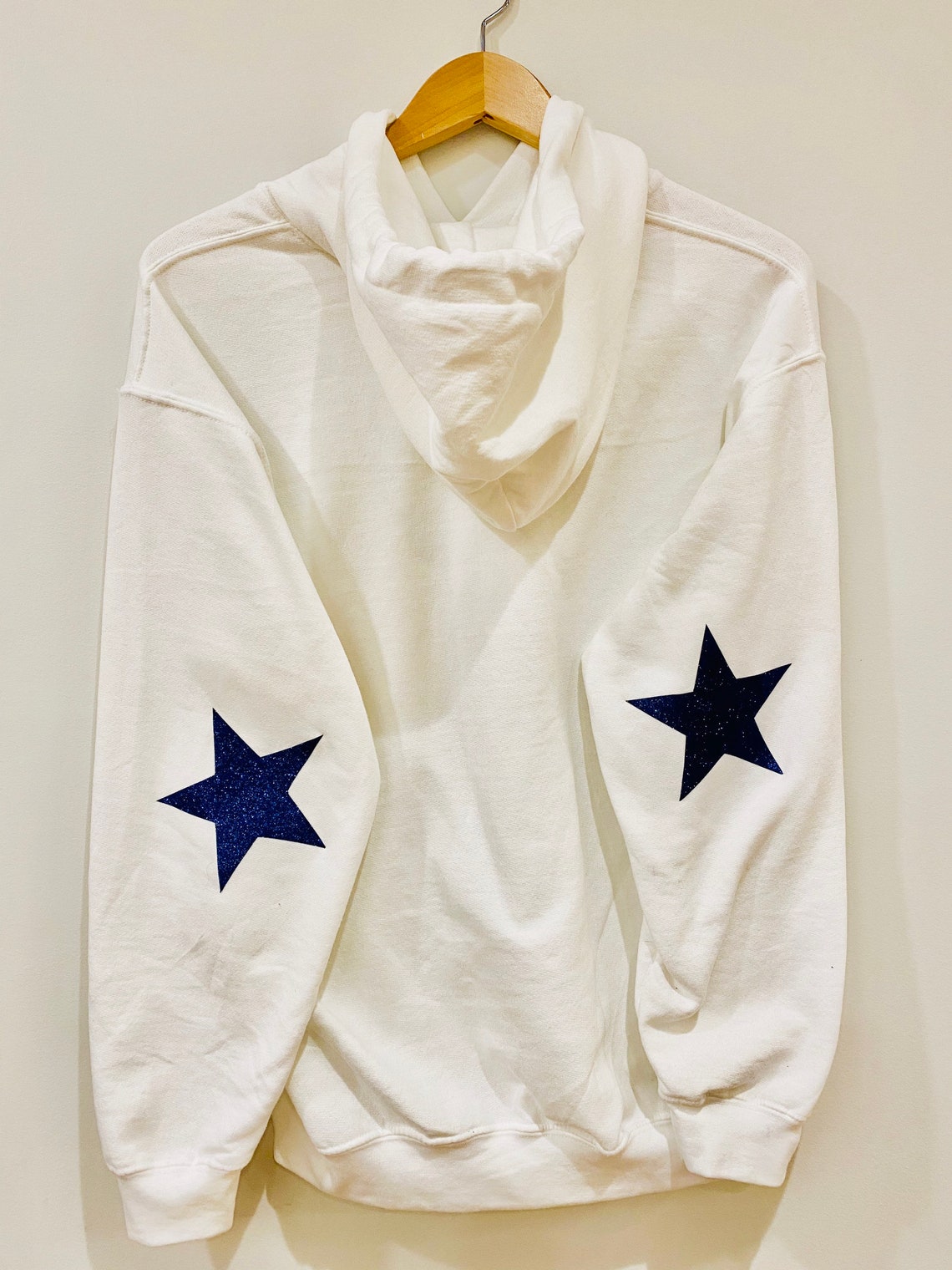 Hoodie with stars / white sweatshirt / glitter blue stars | Etsy