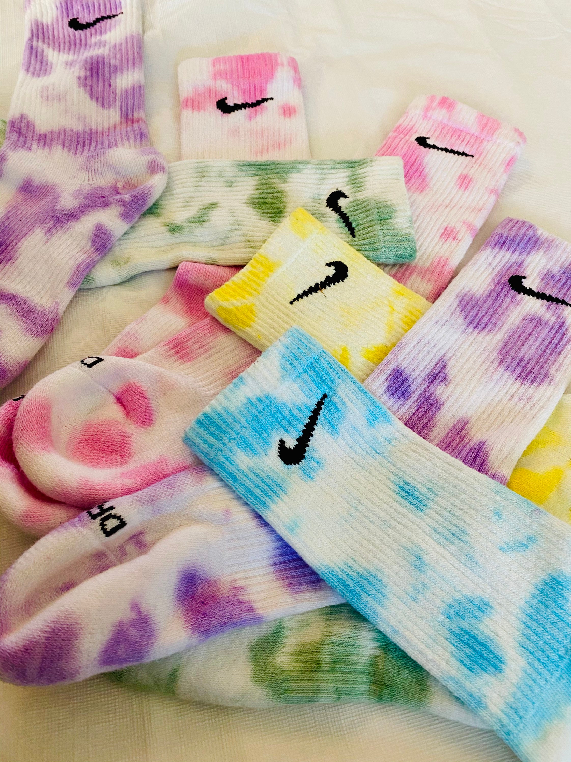 Nike socks tie dye/ cloud dye/ pastel Nike socks | Etsy