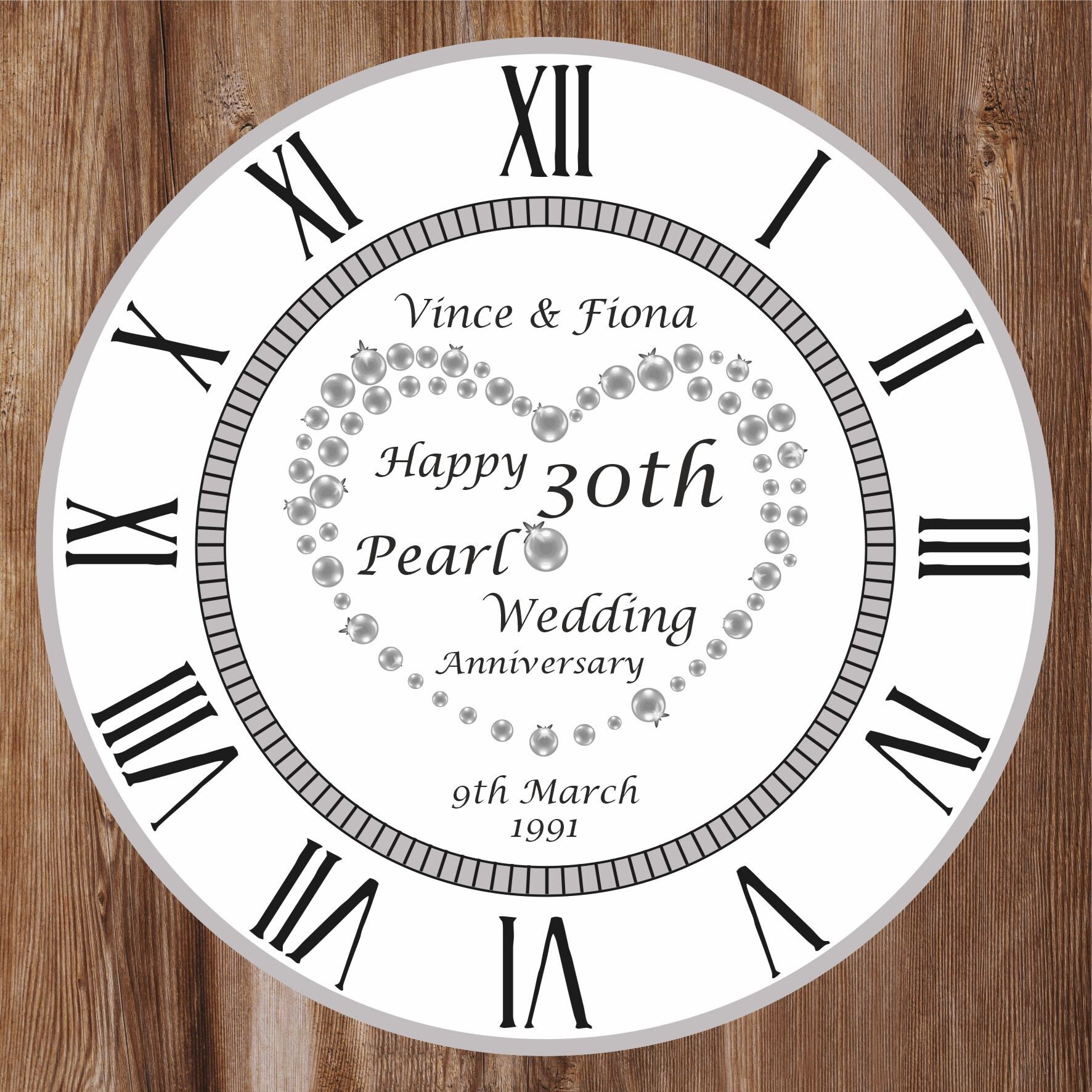 Personalised 30th Wedding Anniversary Clock Size 30cm Wall Etsy UK