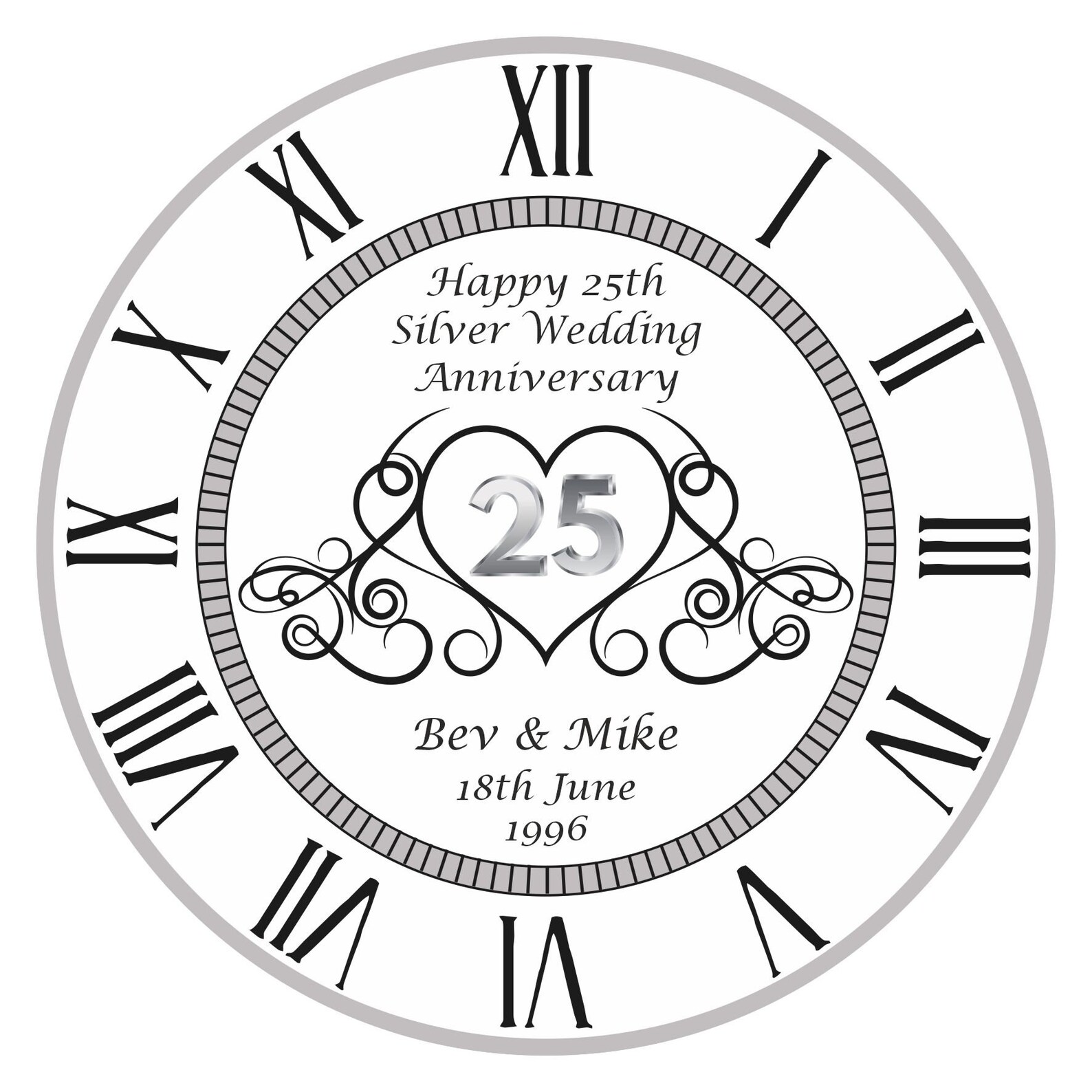 Unique Personalised 25th Silver Wedding Anniversary Clock Etsy UK