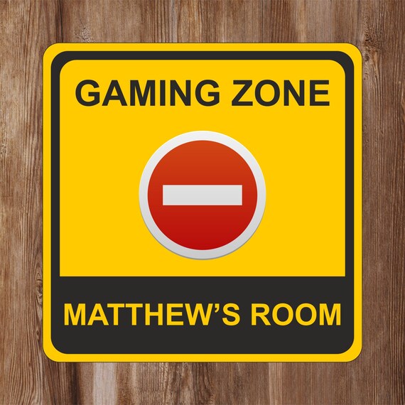 Personalised Door Sign Personalised Engraved Gaming Zone Kids Door Sign Children/'s Door Plaque Boys and Girls Door Sign