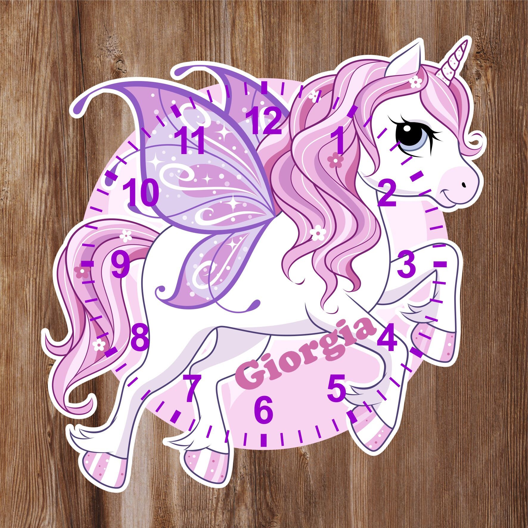 Unique Unicorn Shaped Kids Clock Personalised with Any Name Etsy
