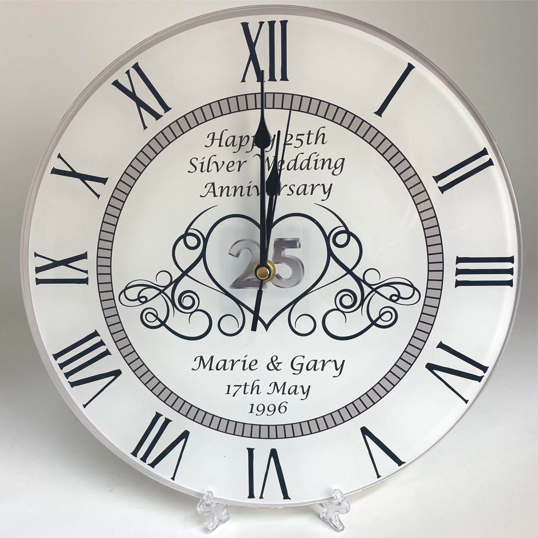 Unique Personalised 25th Silver Wedding Anniversary Clock Etsy UK